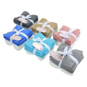 Hotel Spa 8-Piece Washcloth Sets,  Microfiber, Gray with White, 12x12 in.